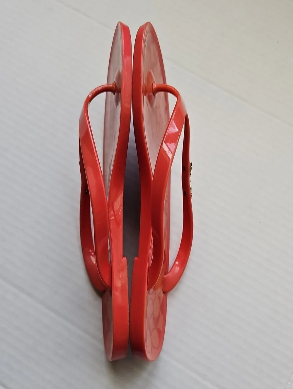 Coach Jelly Flip Flop Sandals, Coral, Size ?8